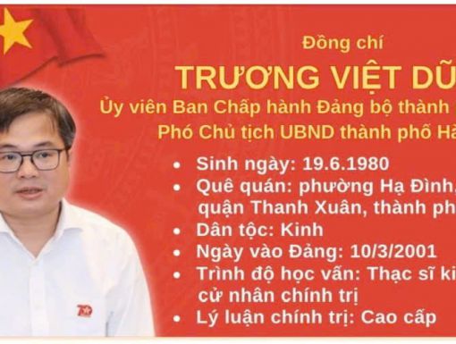 TÂN PHÓ CHỦ TỊCH UBND TP HÀ NỘI TRƯƠNG VIỆT DŨNG
